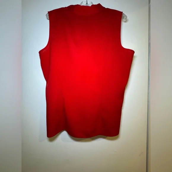 New York Company Sleeveless Blouse Bow Neck Red Size XL New - Picture 3 of 5